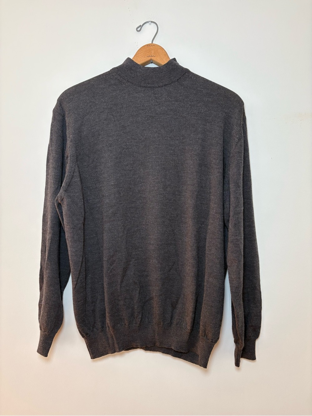 Ponte Vecchio Italy 100% Merino Wool Mock Neck Sweater Gray XL